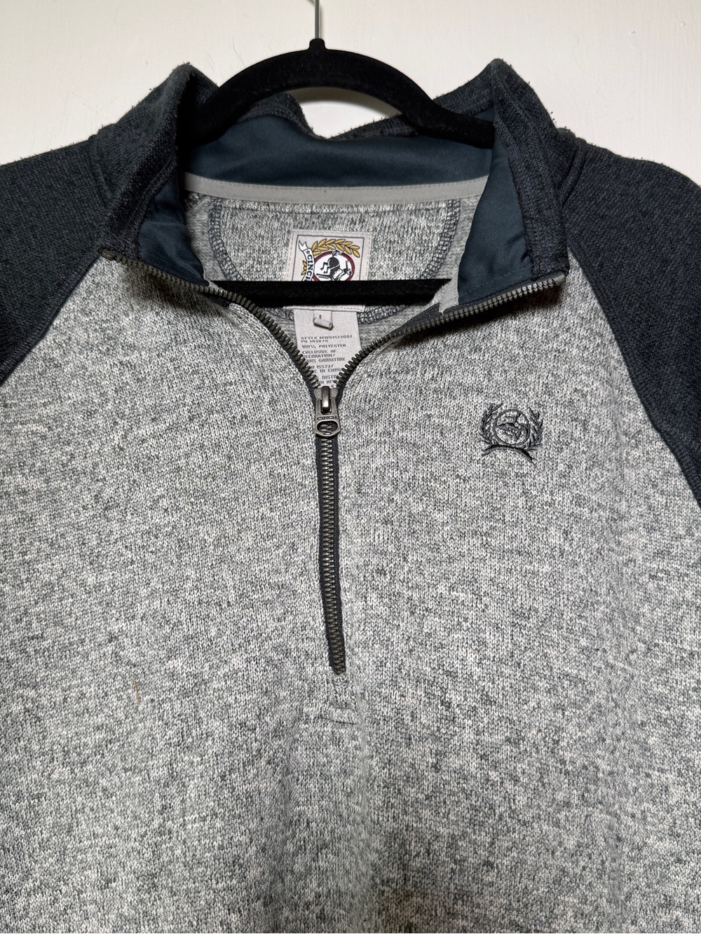 Cinch Mens Quarter-Zip Heather Gray Pullover Sweater Large